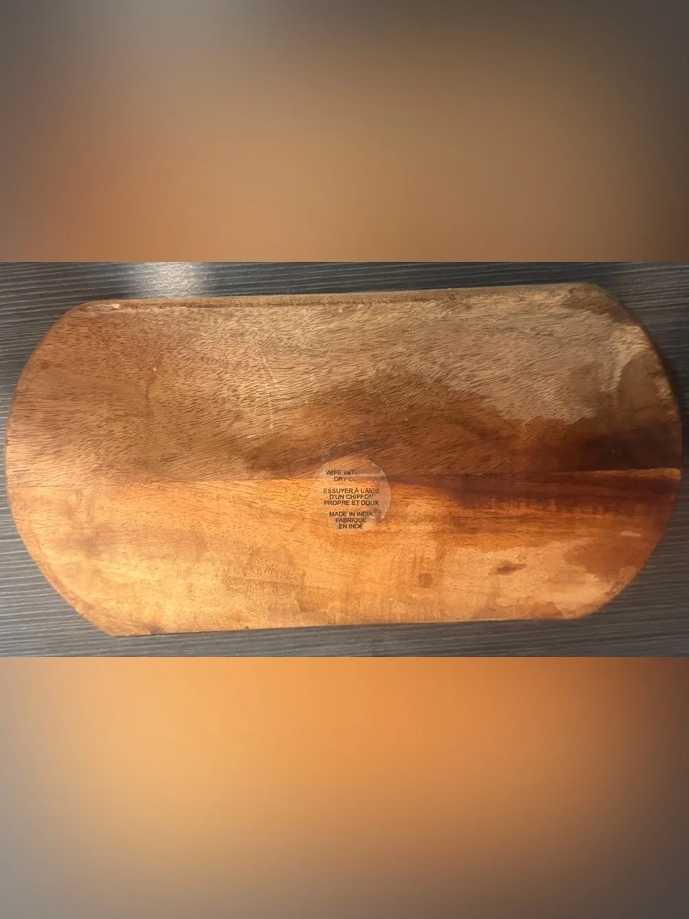 Rustic Edge Wood Serving Board or Dough Bowl for Decor- Natural Brown Tones 12x6